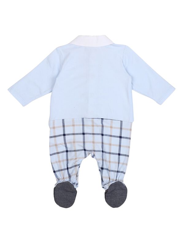 Boys Light Blue Front Opening Babysuit image number 1